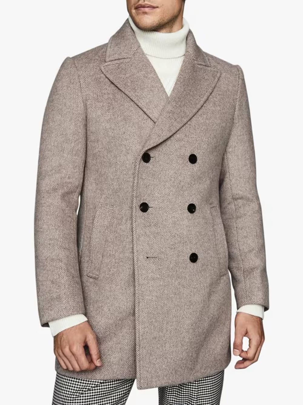 Reiss Duomo Regular Fit Herringbone Wool Blend Overcoat